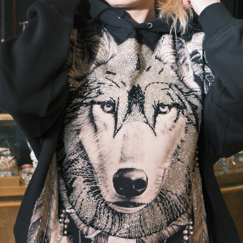 Embellished Wolf Hoody