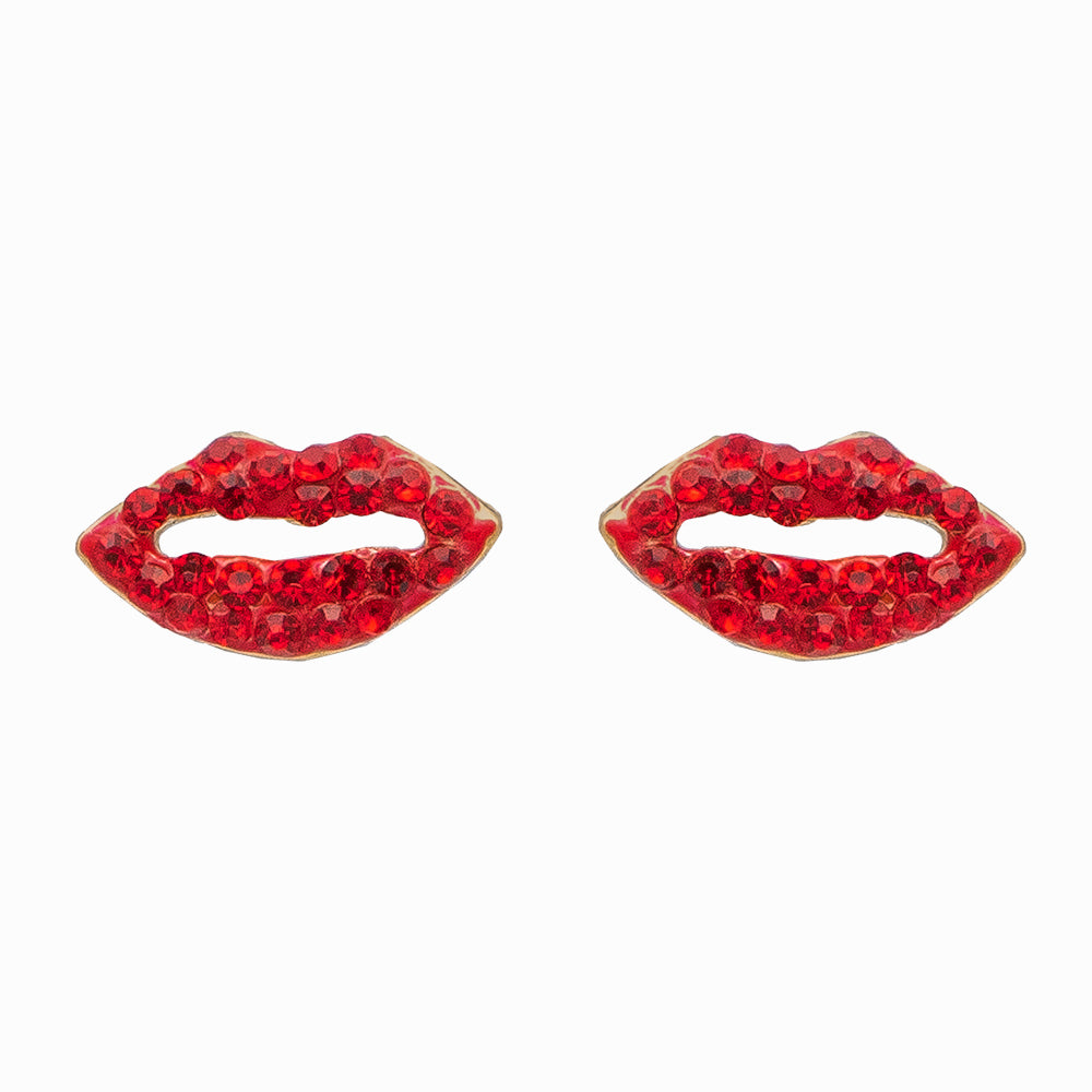 Red Crystal Lip Stud Earrings | Butler & Wilson