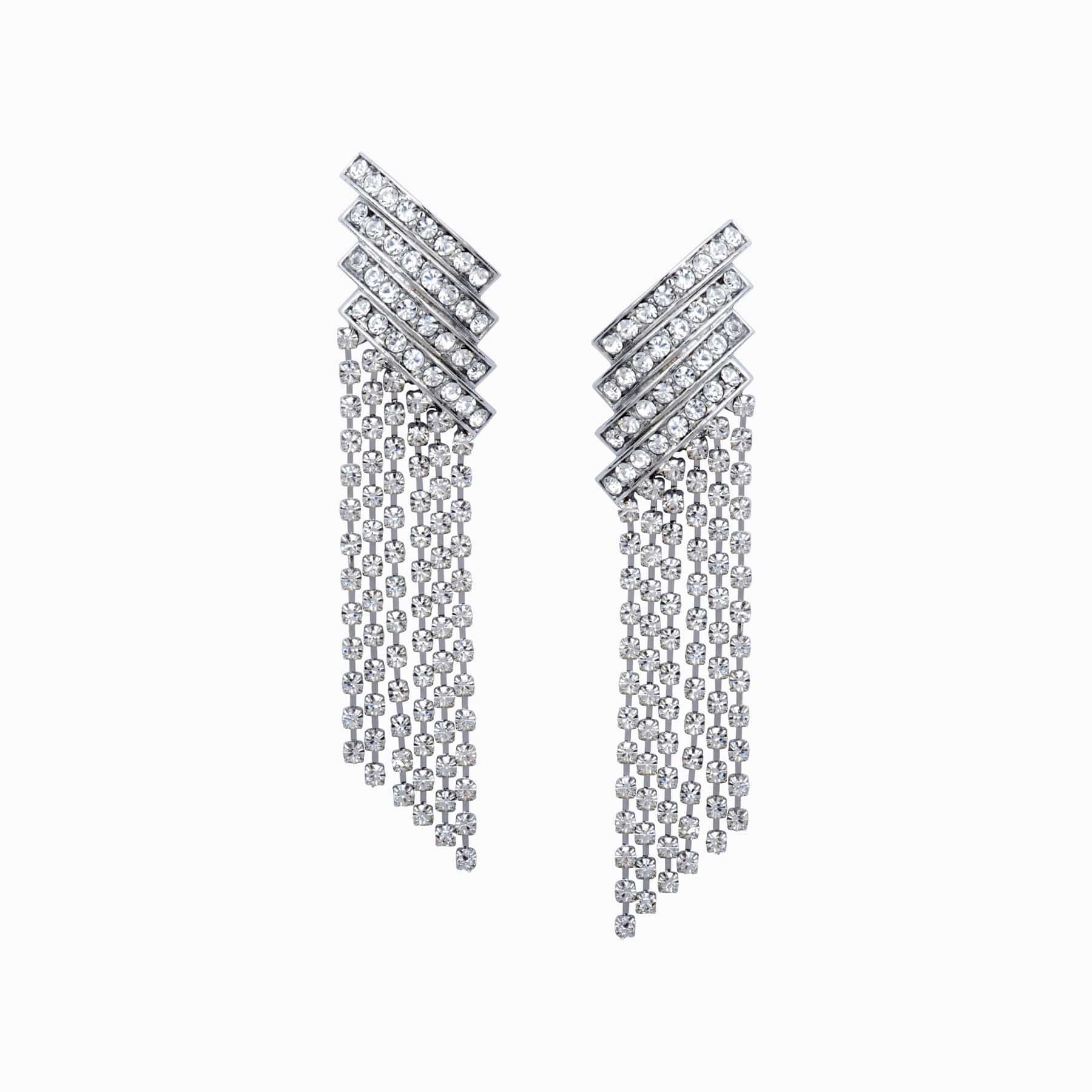 Diamond hot sale tassel earrings