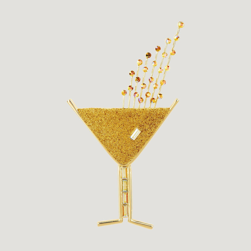 Glitter Champagne Glass Brooch