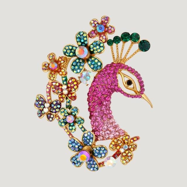 Floral Peacock Brooch