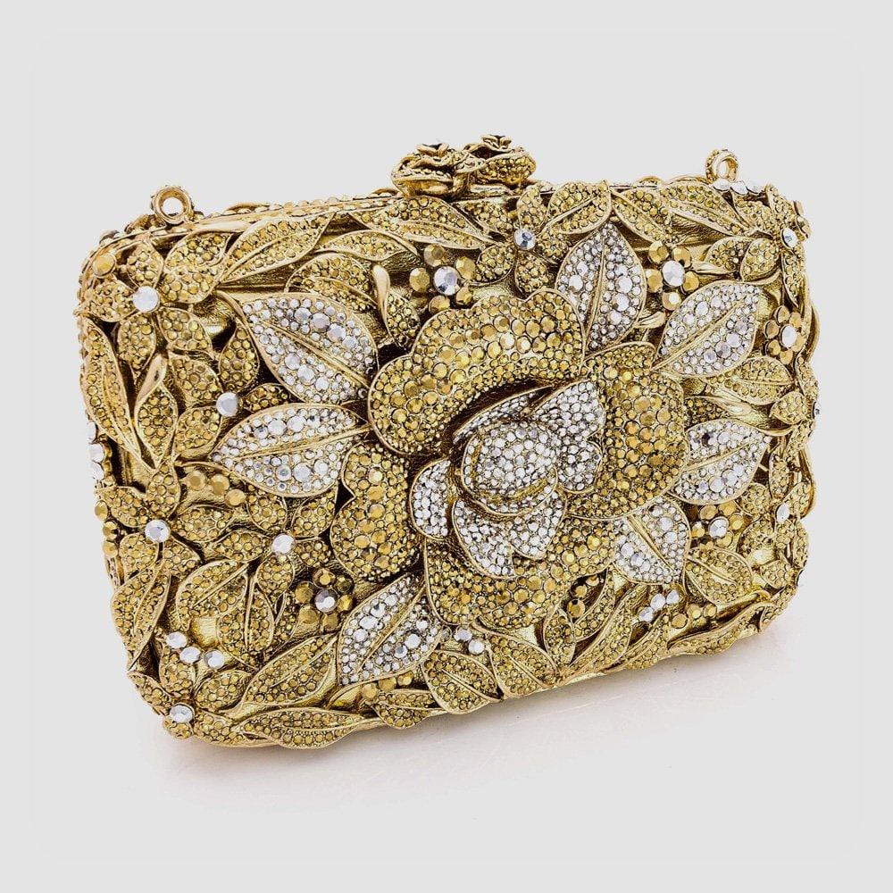 Elizabeth Pearl Gold Clutch Bag - SWAVO